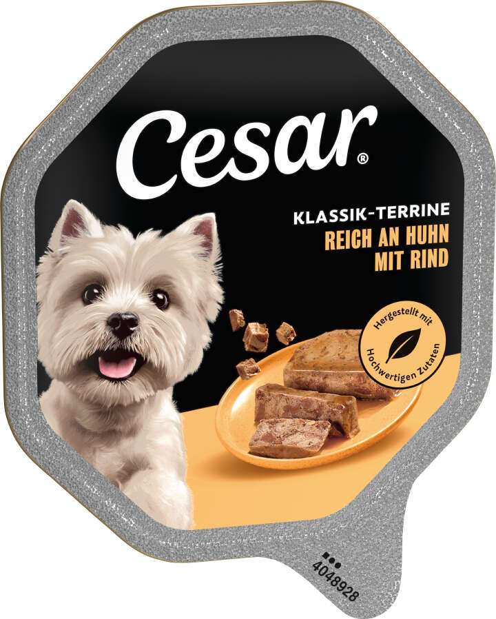 Cesar Hunde-Nassfutter Klassik-Terrine mit köstlichem Geflügel und Rind